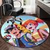 1 Stück Pokémon Pikachu & Trainer Runder Teppich - Anime Design Stuhlmatte, Bürogeschenk, Saisonale Dekoration, Geeignet für Zuhause, Wohnzimmer
