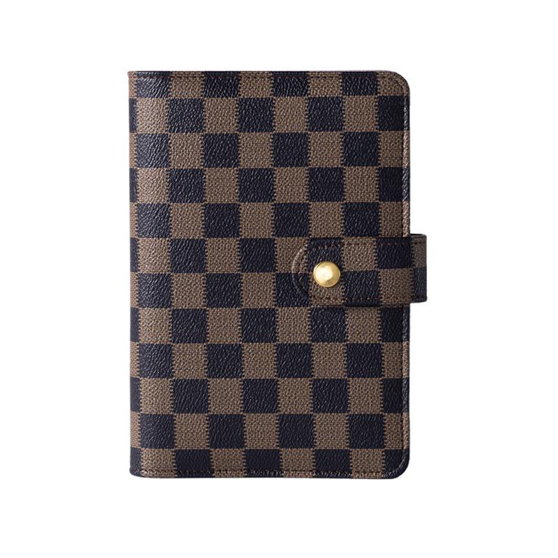 A6/A7 Leather Grid Pattern Binder Notebook with Custom Logo.