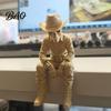 Western Theme Party Supplies 3D Printed Cowboy Skeleton Figurine, Sitting Statue Edge Rustic Desk Decor Sitter, West Style Desktop Shelf for