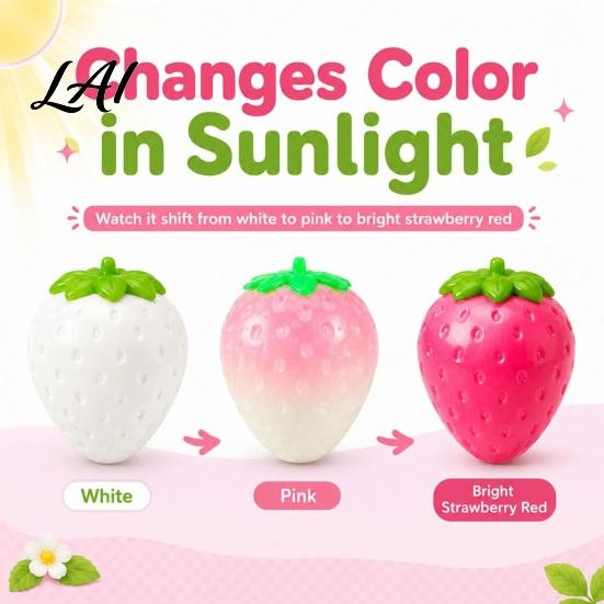 Stress Relief Gadget 1/2Pcs Strawberry Squeeze Toy Color Changing Soft Ball Sensory Decompression Simulated Fruit Pinch Fidget Toy Anxiety