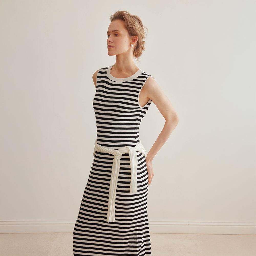 Waiwaiaiem Yy_Striped Slim Vest Dress_2Color