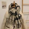 New Plaid Scarf for Women in Winter Thickened and Warm Retro Versatile High End Shawl and Scarf for Students Spring and Autumn