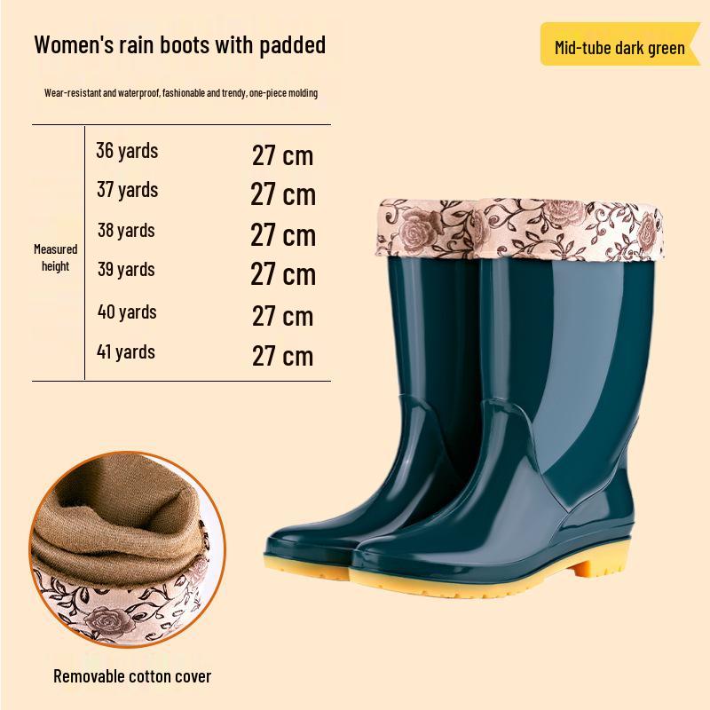 

Женские нескользящие высокие резиновые дождевые сапоги - Теплые, резиновые и водонепроницаемые для кухни и работы 41