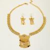 Trendy Alloy Gold Jewelry Collection With Hollow Coin Necklace And Earrings For Wear Casual