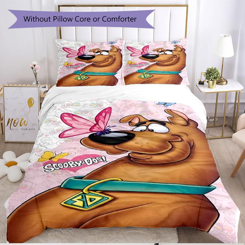 3pcs Duvet Cover Set (1*Duvet Cover + 2*Pillowcase, Without Core), Scooby Print Soft All‑Season Bedding Set, Home Bedroom Decor Gift
