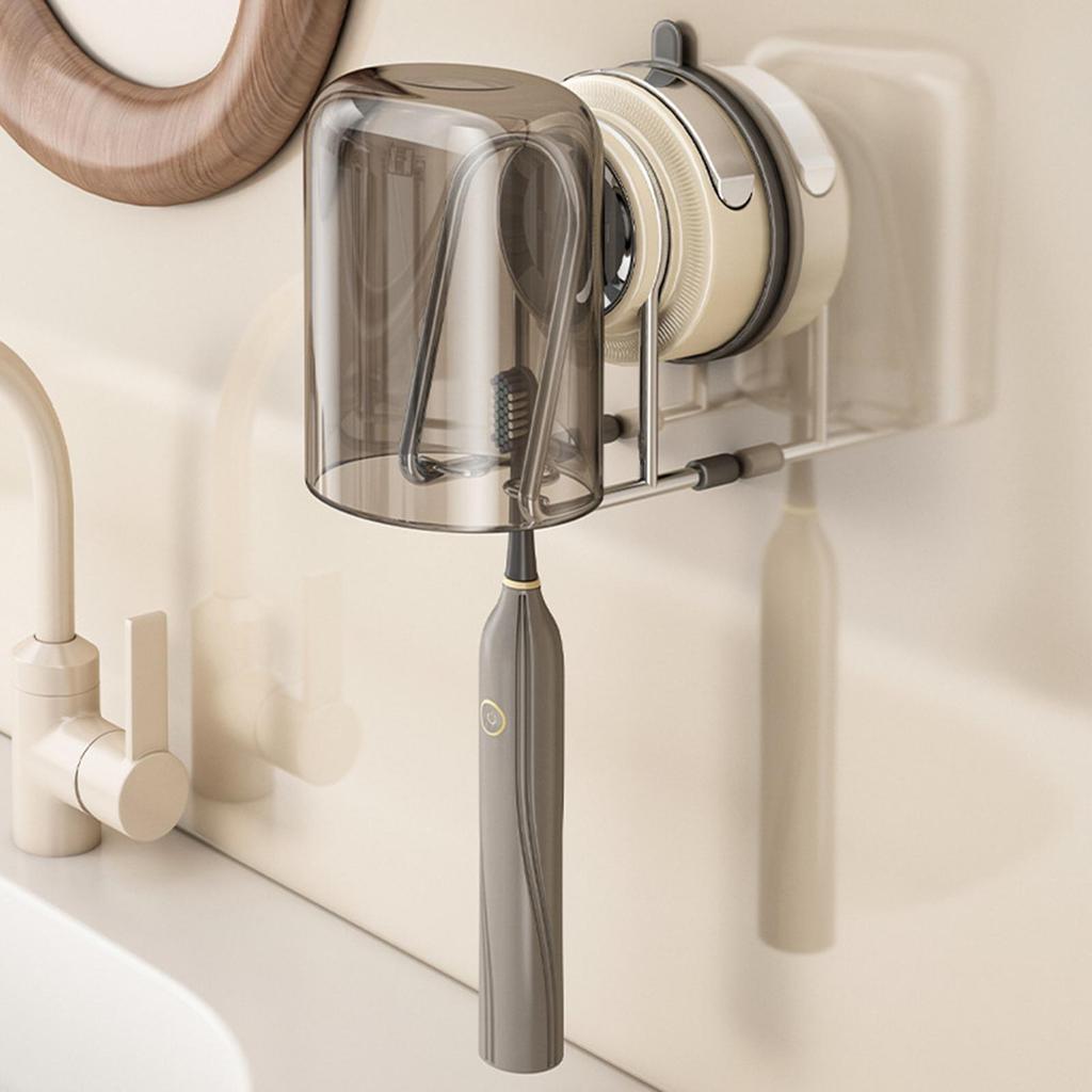 Suction Cup Toothbrush Holder, Wall Mount, Easy Install, No Drill, Modern Multifunction Bathroom