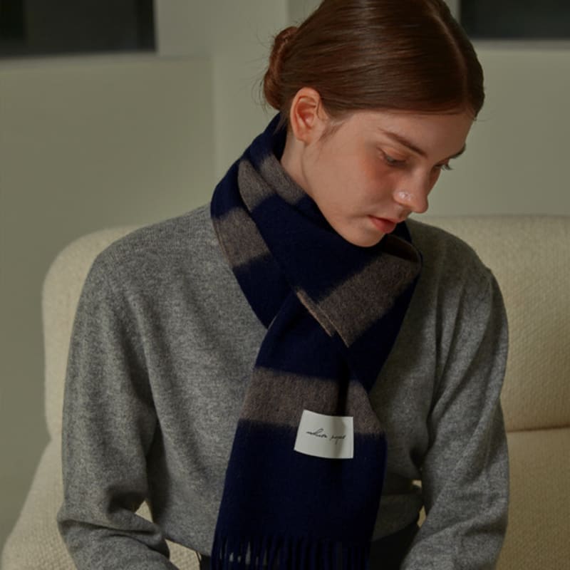 White Project STRIPE PATTERN VIRGIN WOOL MUFFLER [4COLOR]