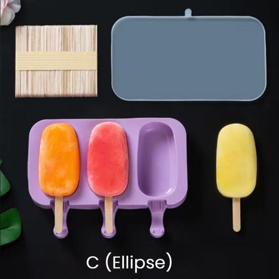 Kids Cartoon Shape Popsicle Molds Food-Grade Silicone Reusable Sticks Non-Stick Design Easy Release Ice Cream Mold