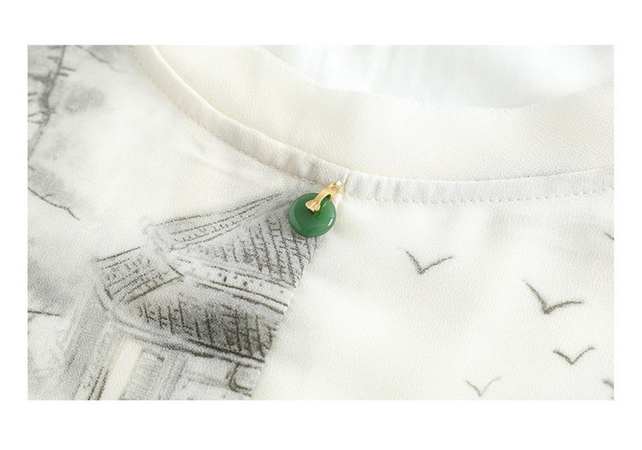 Elegant Summer Chiffon Dress: Chinese Style, Short Sleeves, Loose Plus Size for Middle-Aged and Elderly Women