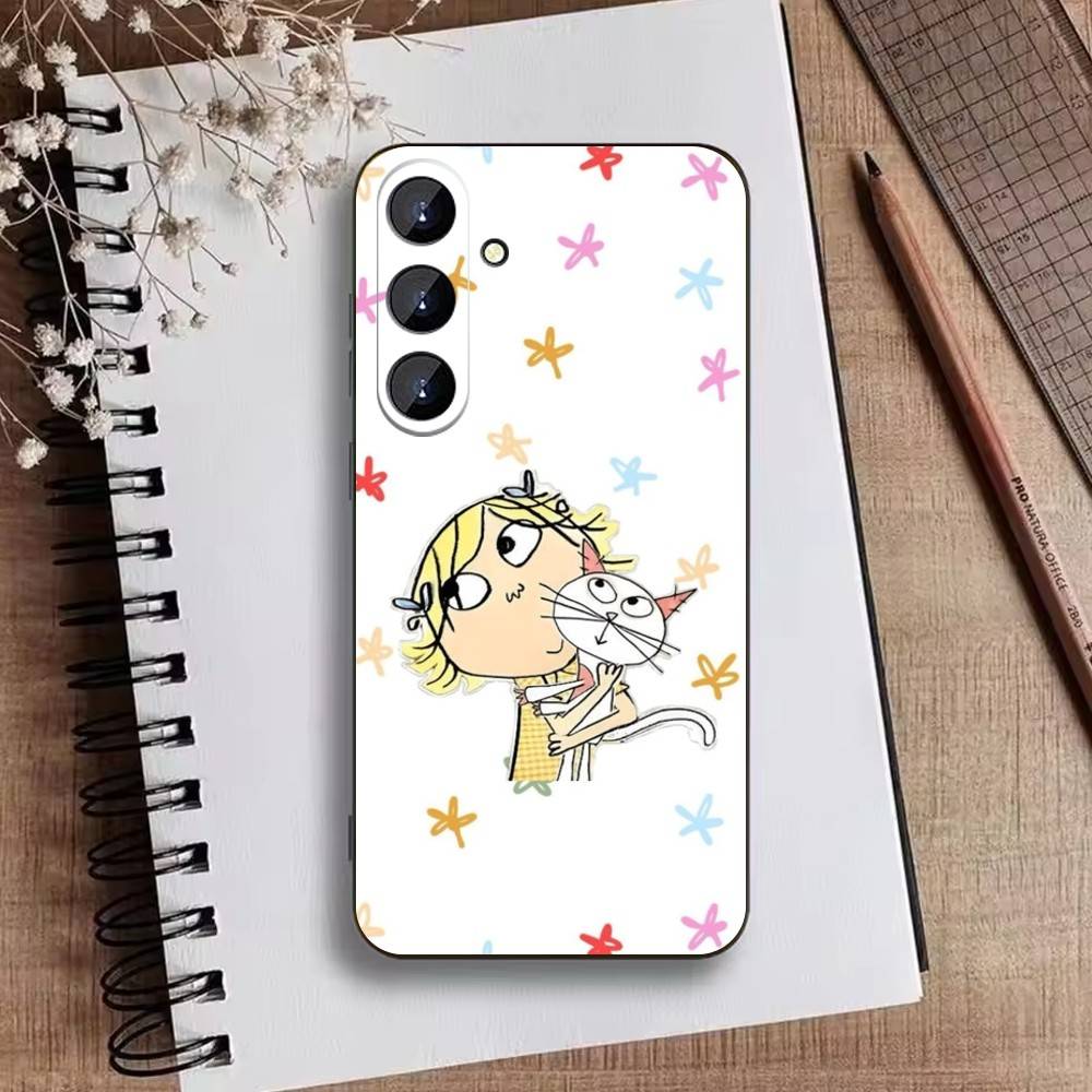 F-Charlie and Lola Cartoon Phone Case For Samsung Galaxy A73,21,22,32,71,53,52,51,80,5G Soft Black Cover