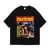 Pulp Fiction Unisex Cotton TShirt Vintage Retro Graphic Print Black Summer Short Sleeve