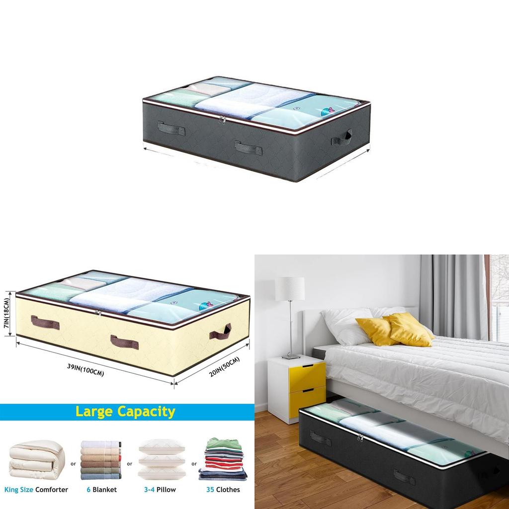 Bed Under Storage Bag With Dual Zippers For Bedroom Organizing And Protection