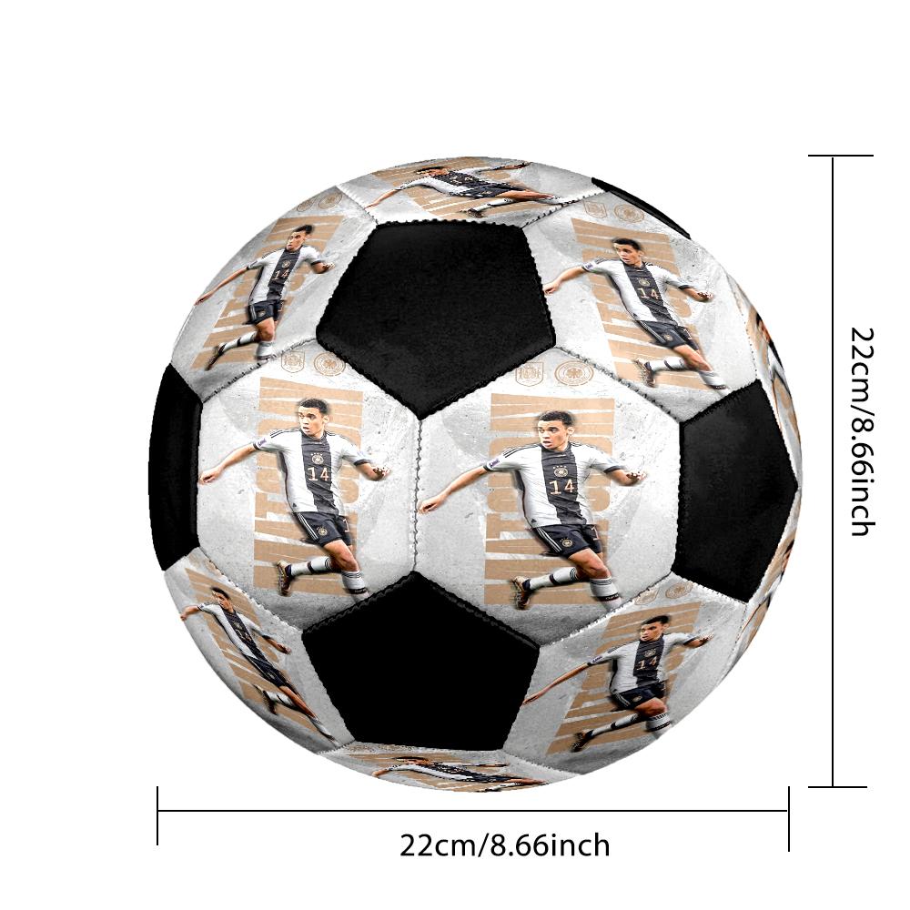Jamal Musiala Ballon de Football en Salle Coloré Couture Machine PVC Taille 5 Entraînement d'Équipe Prêt pour la Compétition Durable Haut Rebond Cadeau Sportif Cool