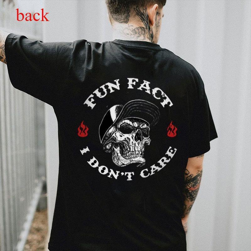 

Unisex T-shirt– FUN FACT I DON T CARE Skull Print Cotton T-Shirt S