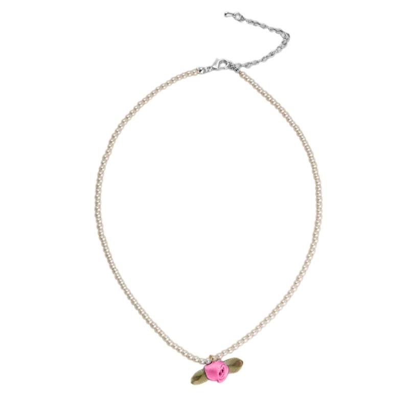 

Punk Vintage Choker Crystal Pearls Pendant Simulated Pearls Bead Necklace Gothic Clavicle Chain Jewelry New Year Gift розовый