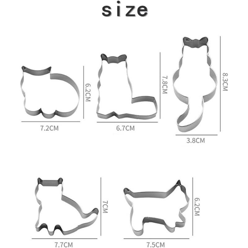 5 Adet/Set Karikatür Kedi Fare Tavşan Şekilli Hamur İşleri Bisküvi Çikolata Kalıbı Kendin Yap Paslanmaz Çelik Meyve Kesme Kalıpları Pişirme Malzemeleri