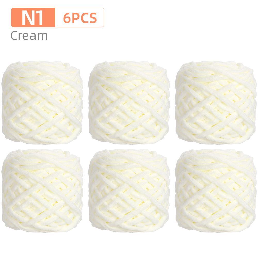 6Rolls DIY Soft Warm Snuggly Chenille Yarn, Velvet Iceland Puffy Yarn, Perfect for Knitting Crochet Sweater, Hat, Scarf, Blanket
