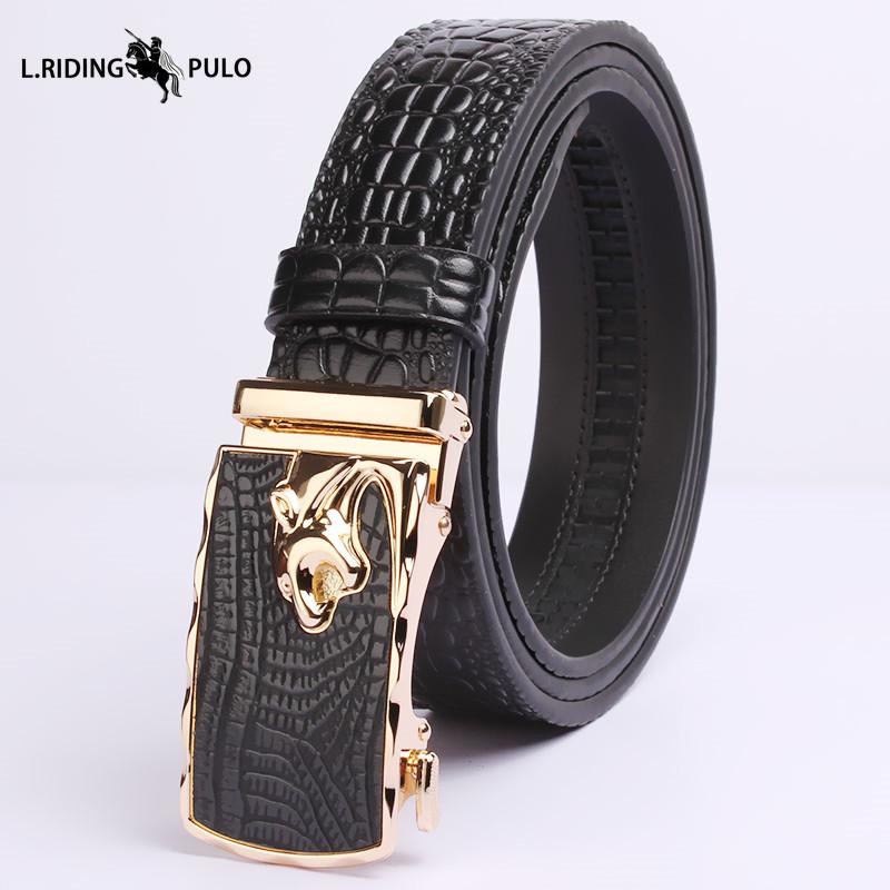 Crocodile Leather Men's Belt Automatic Business Casual Belt Belt High-grade First Layer Cowhide Fashion Belt