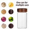 Coffee Bean Glass Sealed Jar Tea Coffee Powder Spice Sealed Storage Jar Acacia Wood Lid Glass Jar