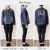 Crossmarberry Collarless Denim Plus Loose Denim Denim Korean Women's Jacket, Size, Fall/Winter, Navy, Fit, Blouson, Jacket, Oversized, Style, Cute,