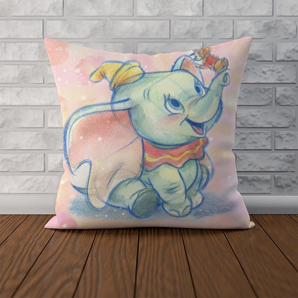 DDumbo Pillow Case For Car Sofa Decorative Home Doublesided Print Plush Square Throw Pillow Cushion Cover