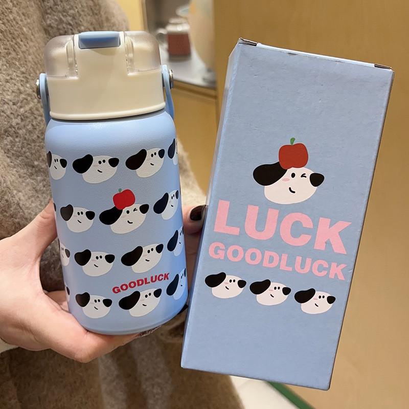 Kids Cartoon Dog Rabbit 316 Stainless Steel Insulated Bottle With Straw For School And Travel