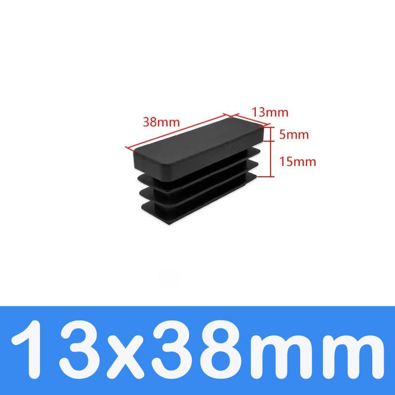 Rechthoekige Buis Dop Inzetstukken Zwart Plastic Afsluitdoppen 10x15mm-60x100mm Meubels Tafels Stoelen Voetdoppen