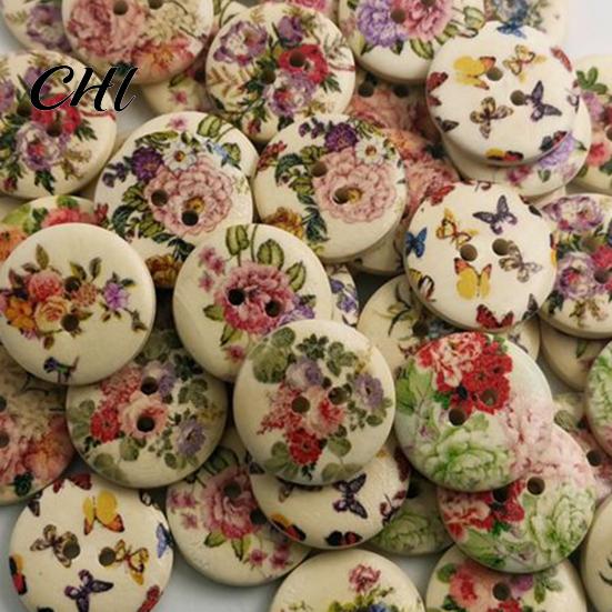 DIY 50Pcs Buttons Eco-friendly Vintage Wear Painted Resistant Sewing for Indoor