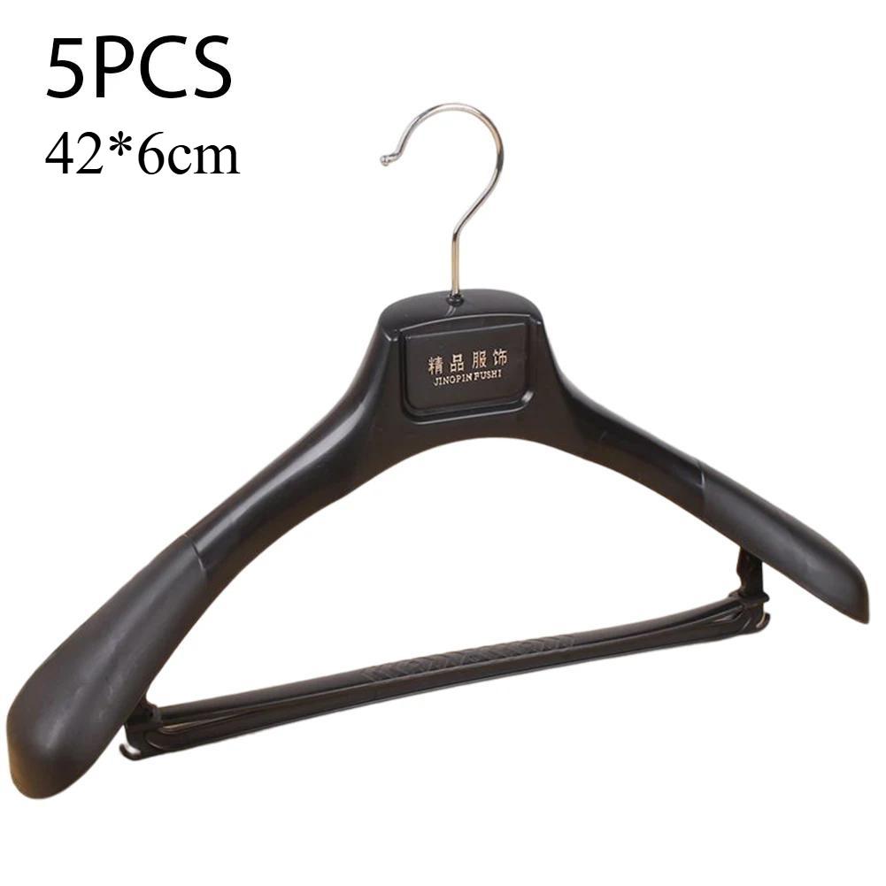 5Pcs Wide Shoulder Plastic Clothing Hanger,Suit Clothes Hanger Seamless Coat Drying Racks ,Wardrobe Room Storage Organizer