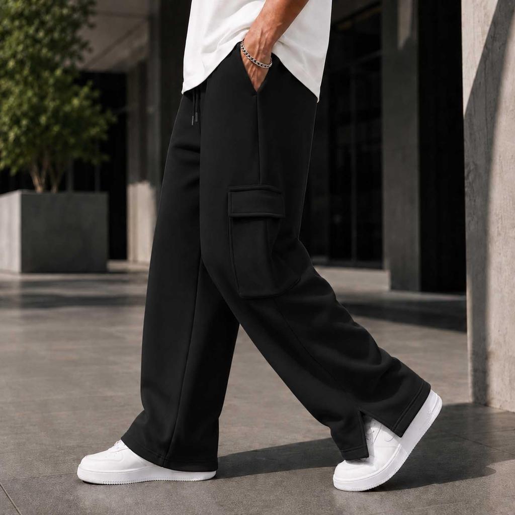 Men's Loose Fit Wide Leg Sweatpants with and Pockets for Gym