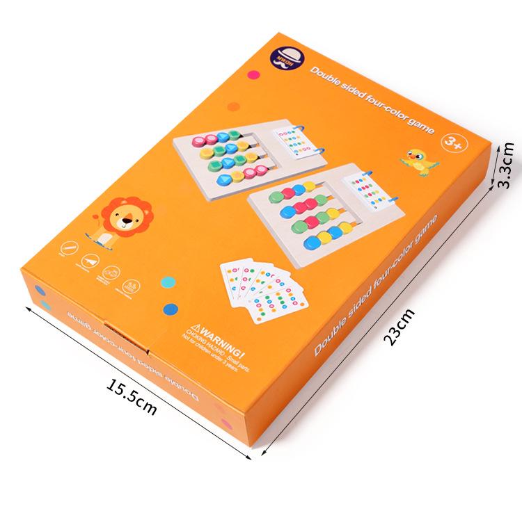 Four-Color Double-Sided Wooden Educational Game for Early Learning and Color Recognition