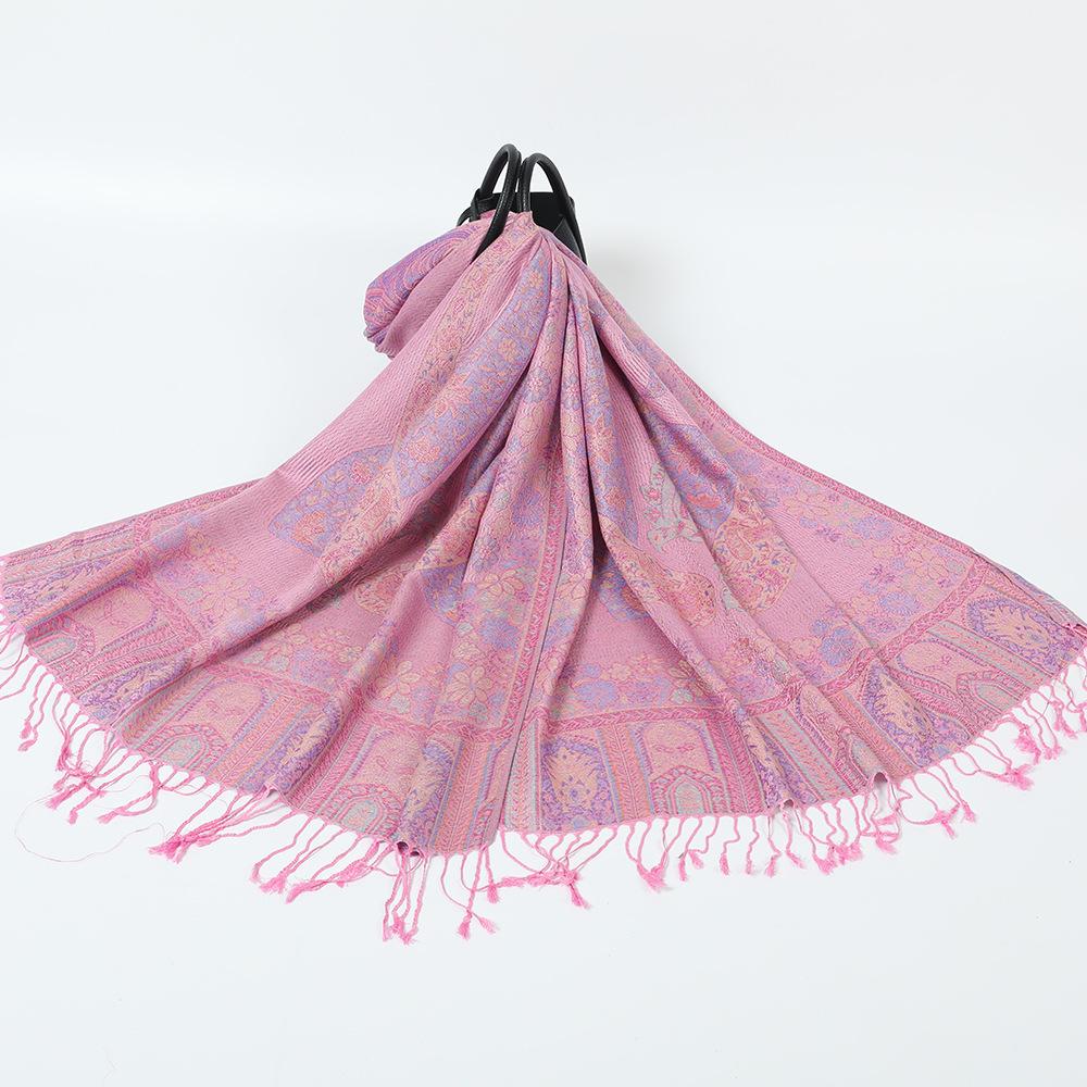 

Жаккардовая шаль с бахромой из кашемира, новый осенне-зимний женский длинный шарф 200cm розовый