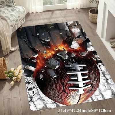 Flannel Printed Football Breakthrough Rug Sports Theme Decor Soft Fleece Floor Mat Living Room Carpet Kids Room Rugs for Boys