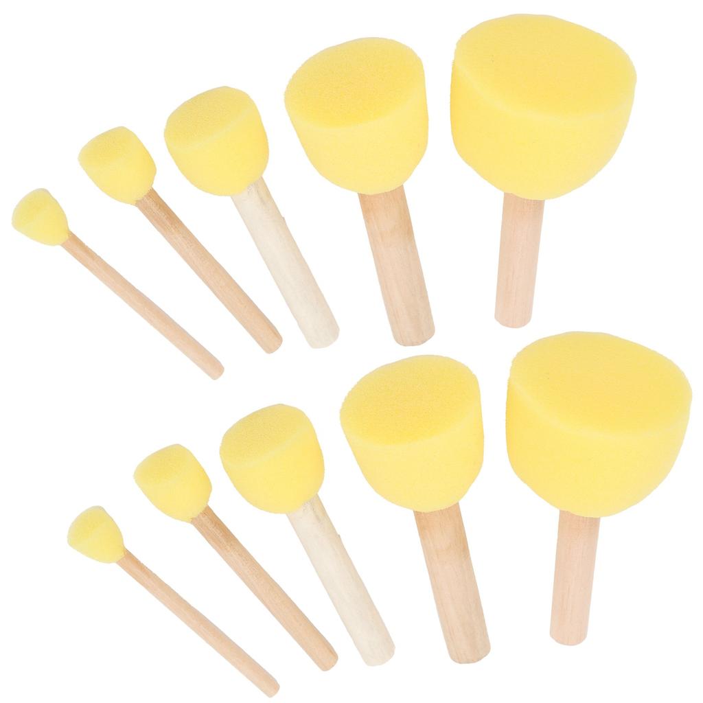 20pcs Sponge Brush Set DIY Round Yellow Mushroom Stick Painting Tools for Children Craft Drawing