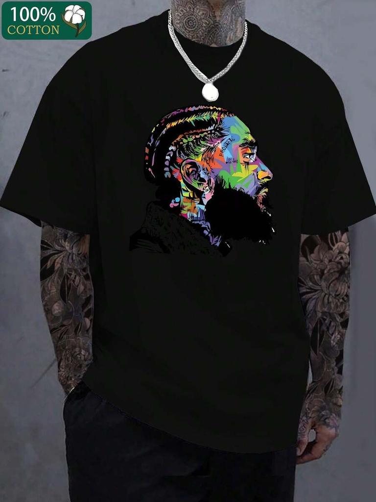 Porträt-Print, BoutiqueVerdicktes Unisex-T-Shirt, Mode-Freizeit-T-Shirt für Unisex
