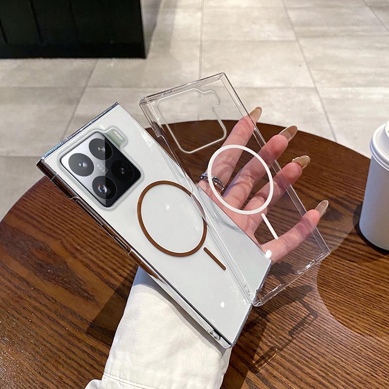 

Suitable for Xiaomi 15PRO Mobile Phone Case Transparent Fine Ring Magnetic Absorption PC Anti-fall Xiaomi 15 Hard Shell Protective Case Xiaomi 15 помаранчевий