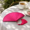 Handheld Folding Fan Vintage Japanese Bamboo Fan, Elegant with Tassels, Kimono Cheongsam Accessory Cooling Portable Oriental Style for Dancing