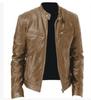 Men's Leather Jacket New PU Jacket Stand-up Collar Slim Zipper Leather Jacket