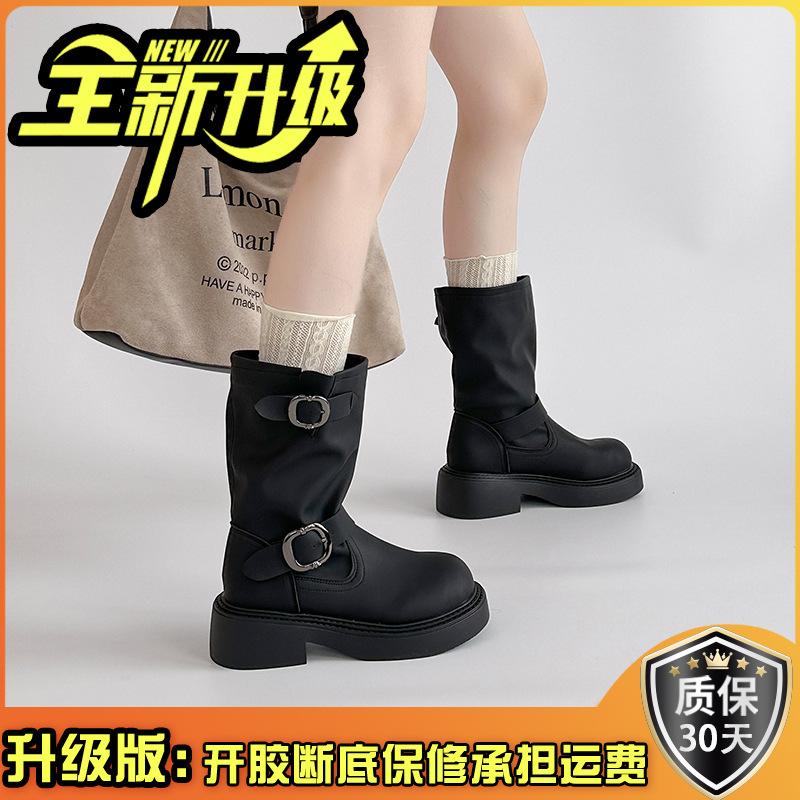 Fashion retro leather boots belt buckle Martin boots women's autumn and winter versatile leather casual shoes fashion boots short boots tide