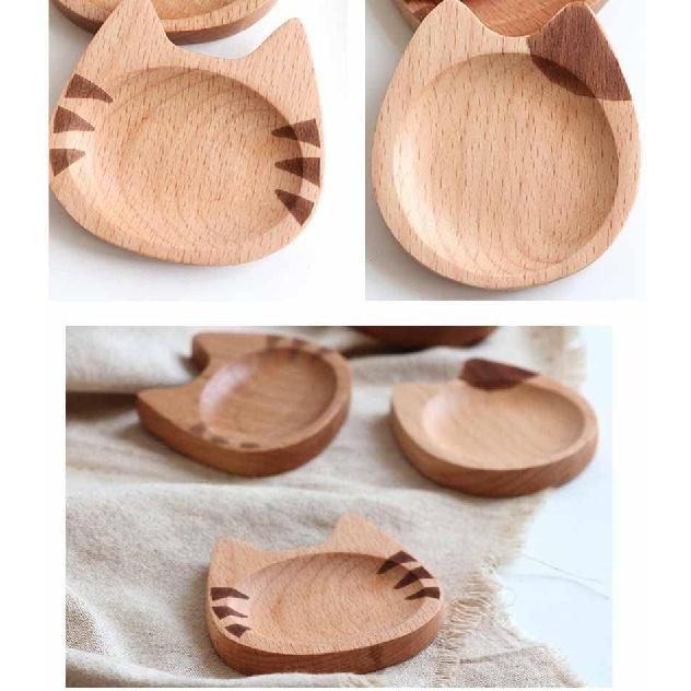 Wood Cat Coffee Spoon Rests - 2 Cute Cat Kitten Wooden Coffee Spoon Rest Teaspoon Holder Coffee Station Decor Coffee bar Coffee Stirrers Holder for