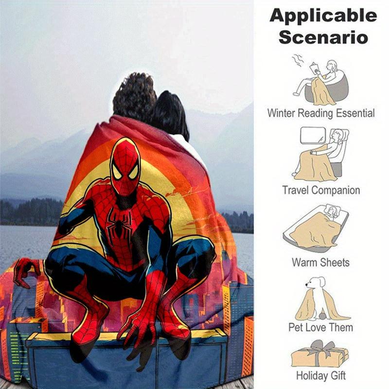1pc Spider-Man Printing Blanket - Soft, All-Season Throw for Office Blanket, | Personalized Gift with Adorable Cartoon Design