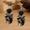 Fashion Acrylic 2D Flat Rose Earrings Romantic 2D Flat Rose Forest Flower Earrings Retro Art Style Earrings Jewelry Gifts