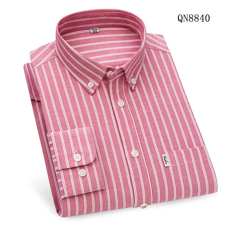 

S - 6XL 100% Cotton Classic Stripes Plaid Shirts Men Long Sleeves Casual Soft Cozy Men Shirt Long Sleeve Pocket Male Clothess 41