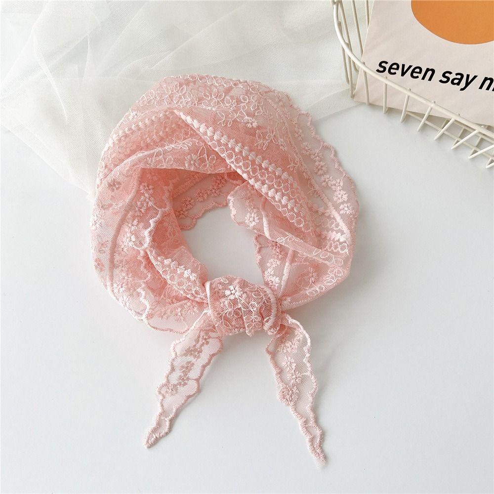 Gentle Triangular Lace Hair Scarf Ruffles French Pastoral Style Headscarf Hair Accessories Photo Headband Turban Women Girls