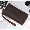 Men's Vintage Designer Long Clutch Wallet 100% Genuine Cowhide Leather Card Holder Classic Retro Genuine Leather Purse with Multi Card Slots