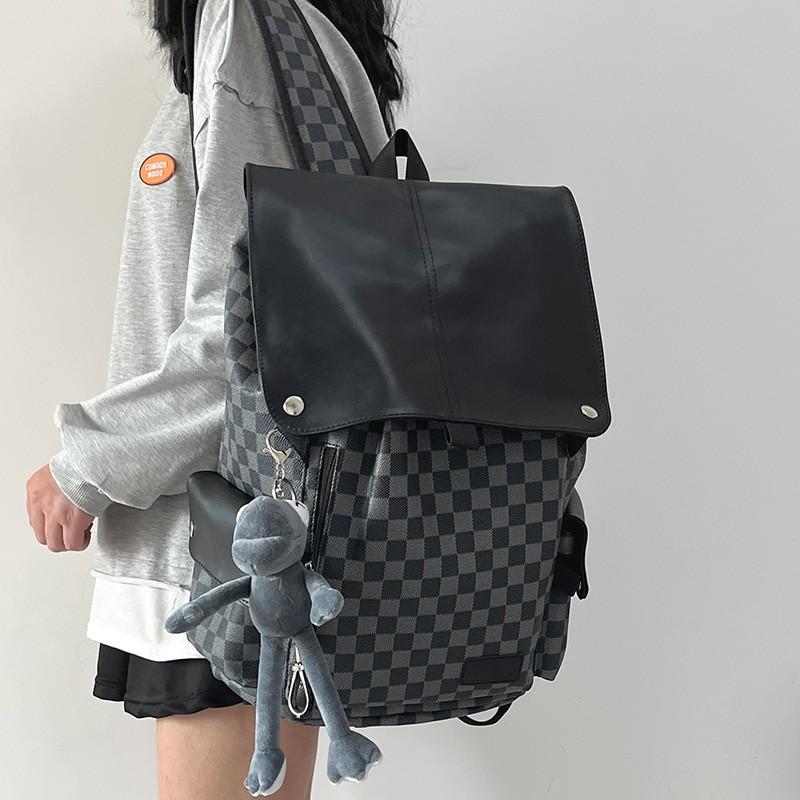 Tooling Style Backpack Male High School College Student Schoolbag Female Junior High School Student Large Capacity Soft Travel Computer Backpack Trend