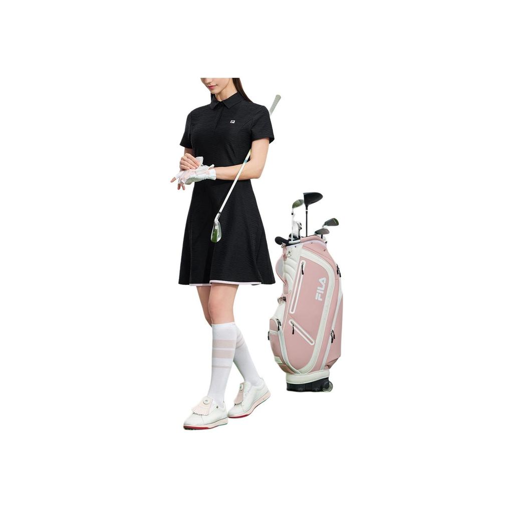 Fila Fw23 Brand Logo Print Golf Skirt And Shorts Slim Fit Two-Piece Polo Dress Women Dresses Black A11W335303F-BK