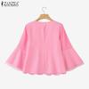 ZANZEA Women Casual Embroidery Mesh Patchwork Loose 3/4 Sleeve Blouse