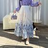 Women's Casual Mid-Length Skirt with 3D Embroidery Floral Design