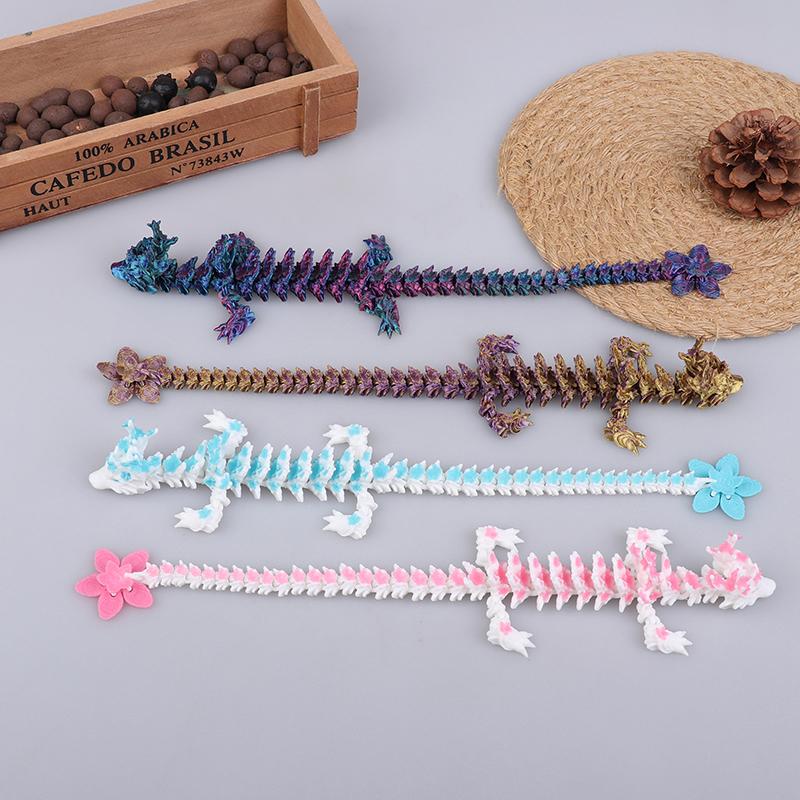 1 Piece Desktop Ornament 3D Printed Cherry Blossom Dragon Glow In The Dark Rotatable Articulated Dragons Figures Action Toy